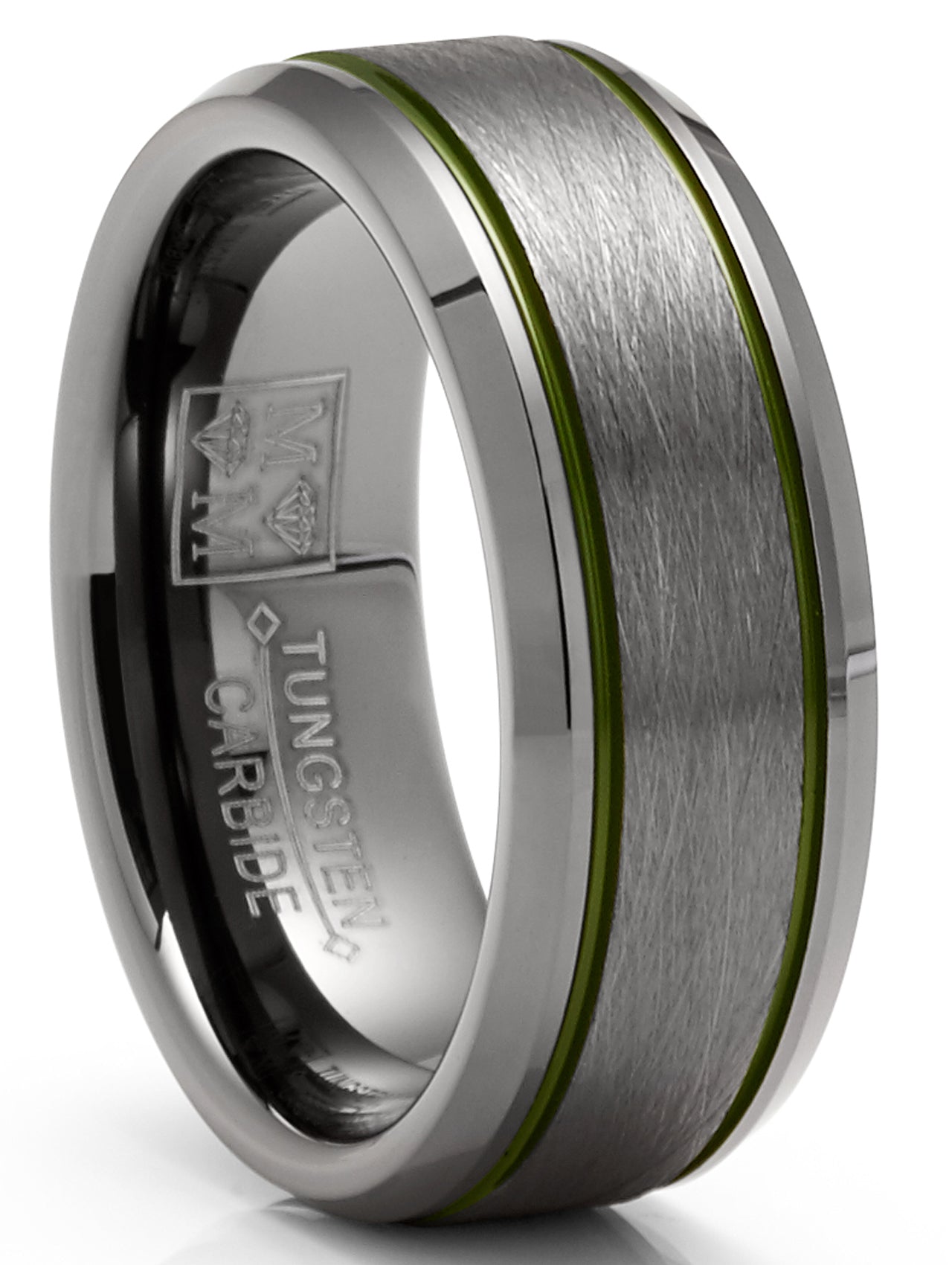 Mens Gunmetal Tungsten Law Enforcement Police Military Army Ring Wedding Band 8MM