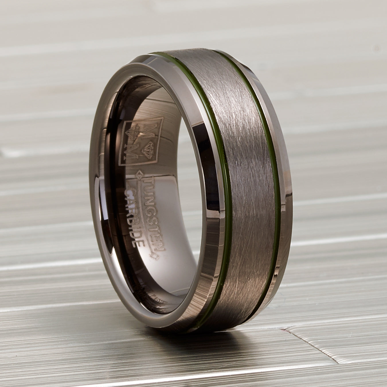 Mens Gunmetal Tungsten Law Enforcement Police Military Army Ring Wedding Band 8MM