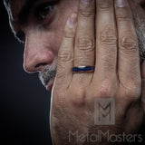 Mens Blue Lapis Lazuli Tungsten Carbide Ring Rose Goldtone Wedding Band Black 6MM
