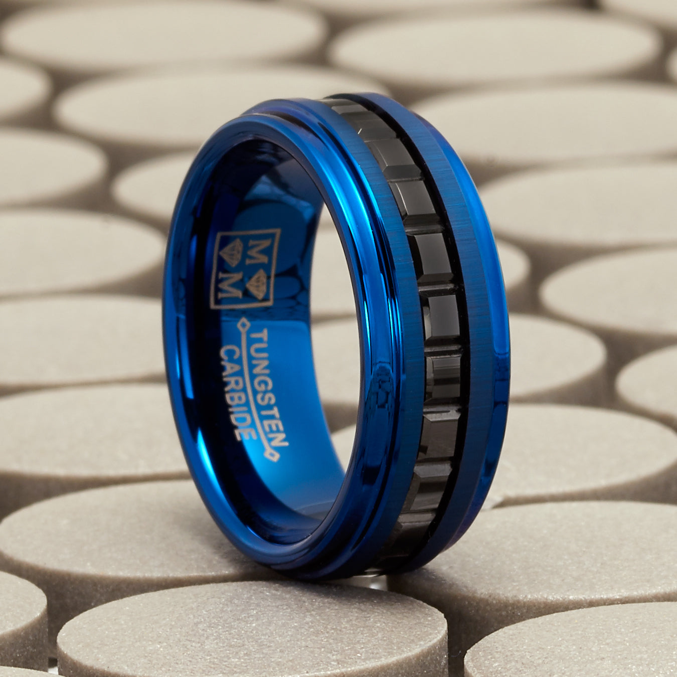 Men's Two-Tone Eternity Tungsten Ring Wedding Band 8MM