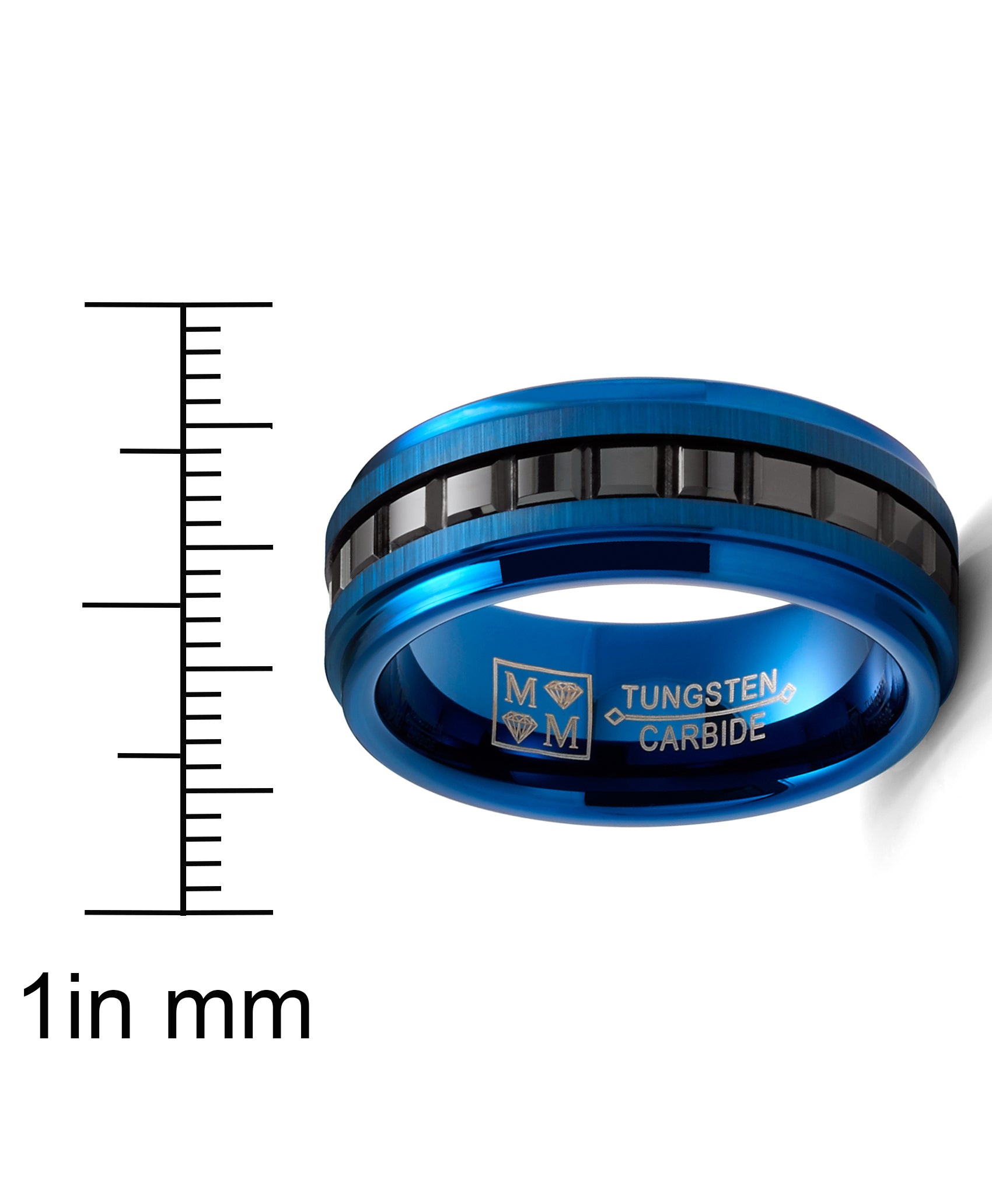 Men's Two-Tone Eternity Tungsten Ring Wedding Band 8MM