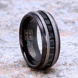 Men's Two-Tone Eternity Tungsten Ring Wedding Band 8MM
