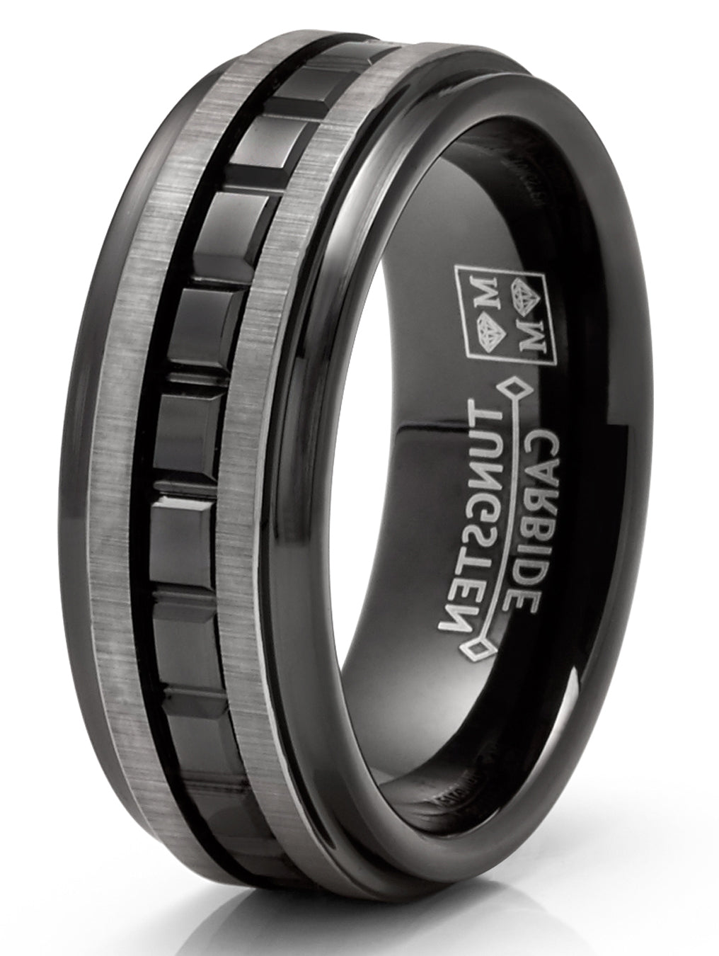 Men's Two-Tone Eternity Tungsten Ring Wedding Band 8MM