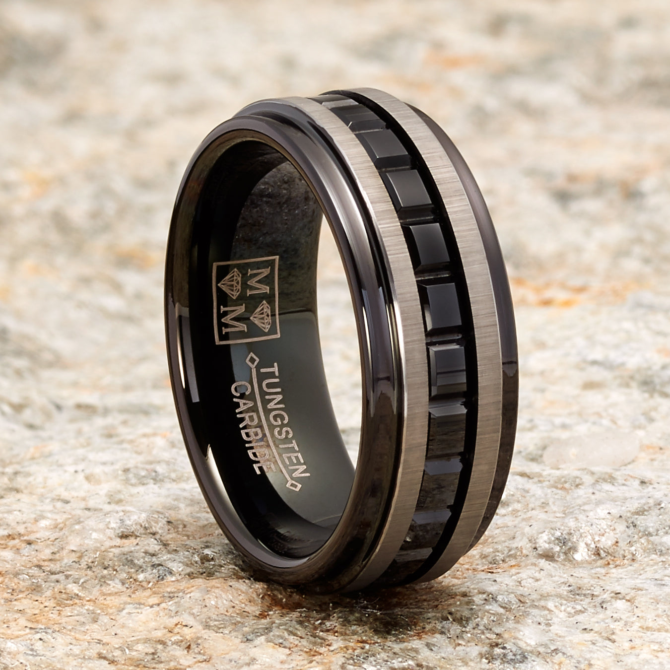 Men's Two-Tone Eternity Tungsten Ring Wedding Band 8MM