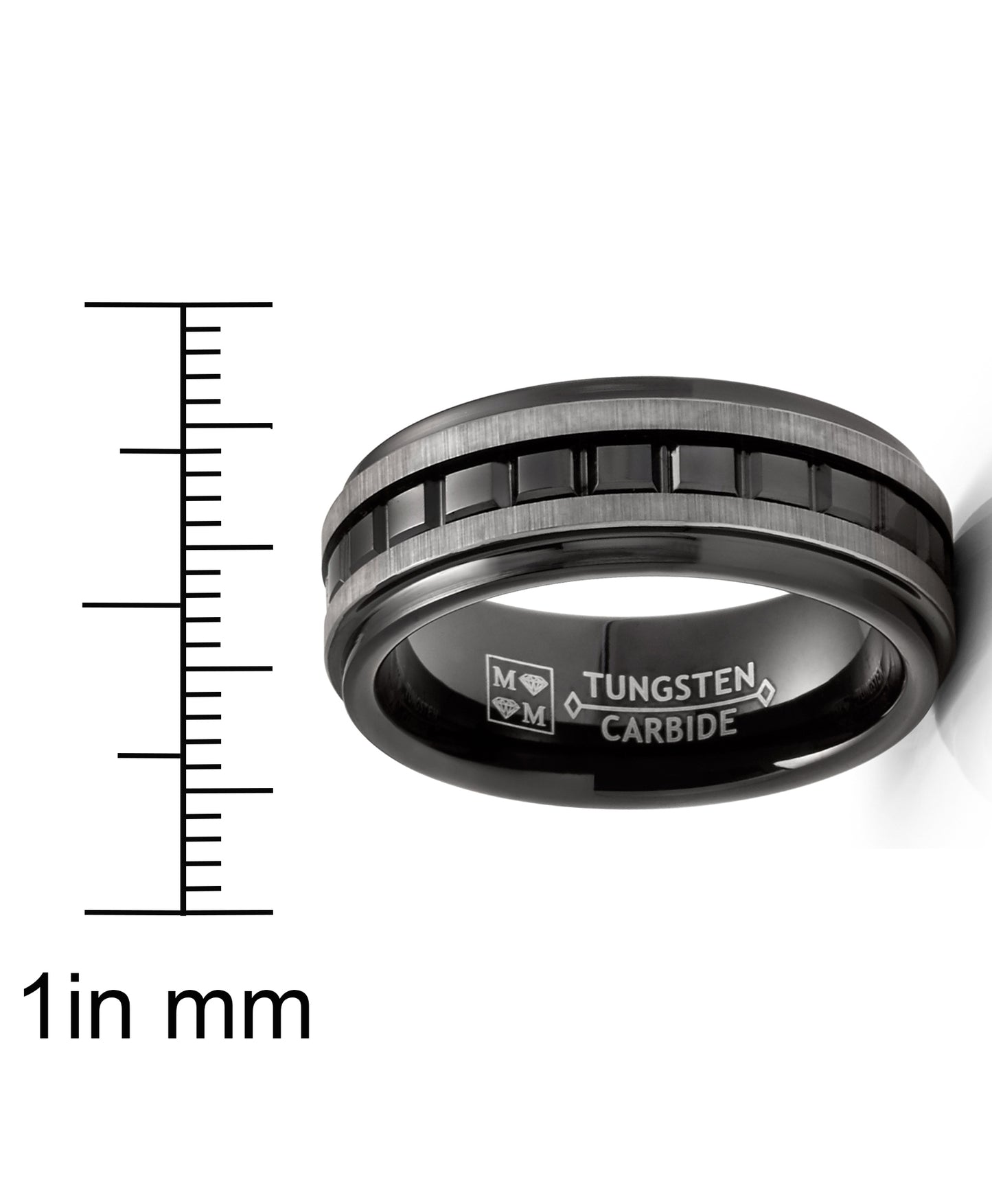 Men's Two-Tone Eternity Tungsten Ring Wedding Band 8MM