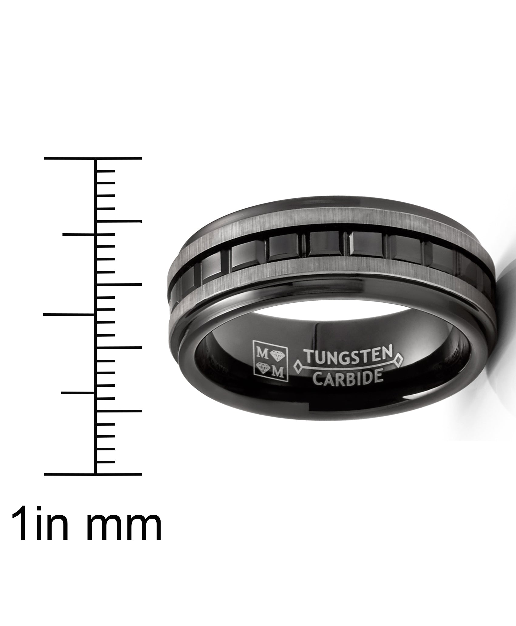 Men's Two-Tone Eternity Tungsten Ring Wedding Band 8MM