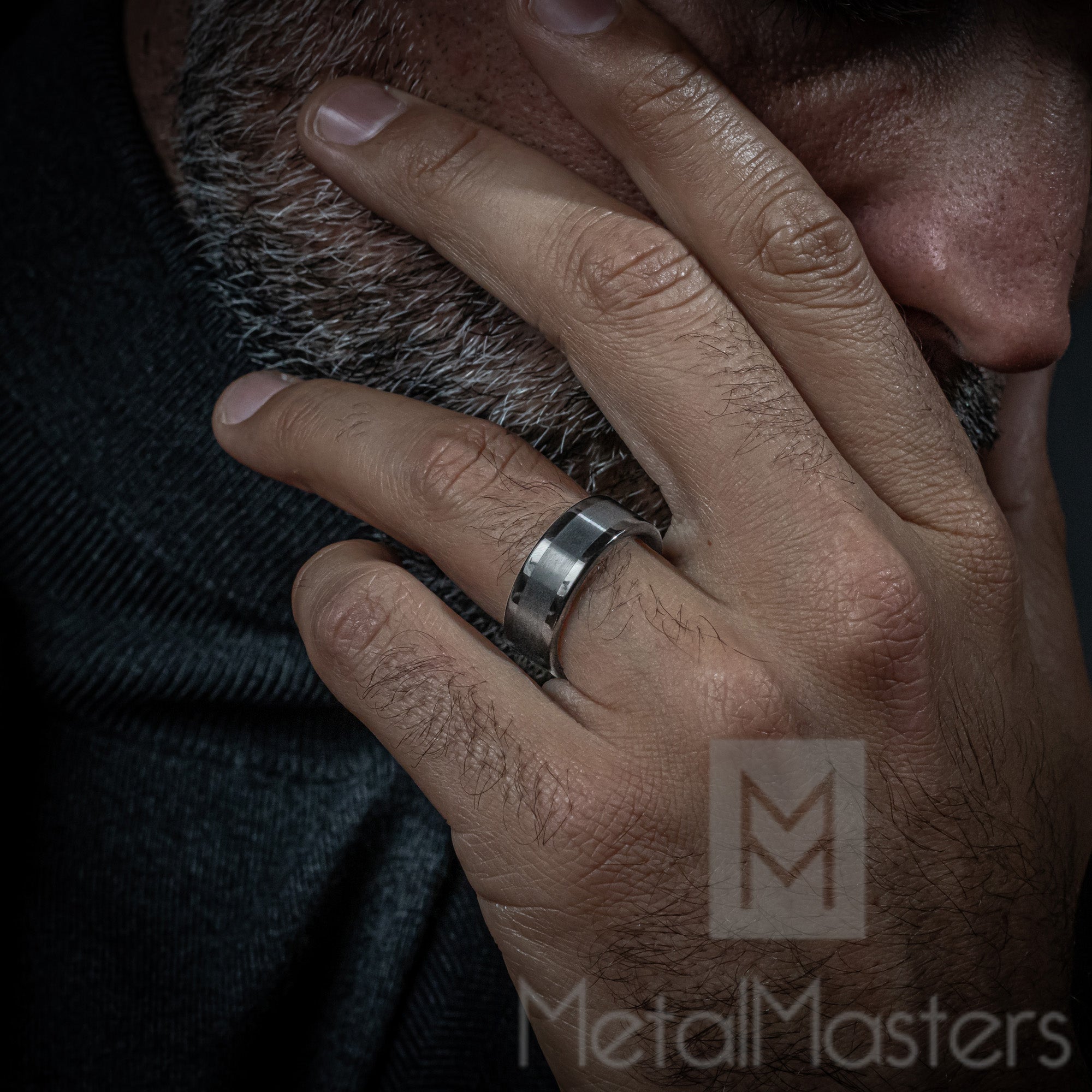 Mens Tungsten Carbide Ring Wedding Band Gunmetal Comfort-fit 8MM