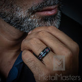 Mens Carbon Fiber Tungsten Carbide Ring Red Wood Wedding Band Gunmetal 8MM