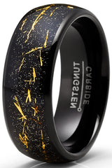 Men's Tungsten Wedding Band Engagement Ring Star Dust Gold Tone Metal Shavings 8MM