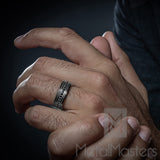 Men's Tungsten Wedding Band Eternity Ring Gunmetal Cubic Zirconia Comfort-Fit 8MM