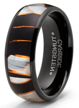 Tungsten Carbide Mens Wedding Band Resin Capiz Shell Engagement Ring Black