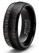 Men Tungsten Carbide Ring Dome Real Black Wood Inlay Wedding Band 8MMMM