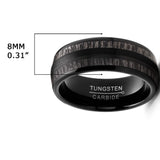 Men Tungsten Carbide Ring Dome Real Black Wood Inlay Wedding Band 8MMMM