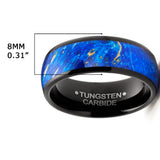 Men's Black Tungsten Ring Wedding Band Blue Wood Burl 8MM Comfort-Fit