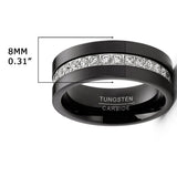 1.35 Carat Tungsten Black Wedding Band Eternity Ring Cubic Zirconia Comfort-Fit