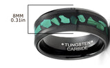 Men's Black Tungsten Ring Wedding Band Green Malachite Inlay 8MM Comfort-Fit