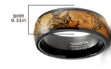 Men's Black Tungsten Ring Wedding Band Cork & Goldtone Glitter Black 8MM Comfort-Fit