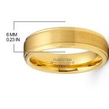 Gold Plated Tungsten Carbide Wedding Band Brushed Ring 6MM Comfort-Fit