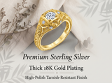 Women's 1Ct. Moissanite Carved 18K Gold over 925 Sterling Silver Vintage Bridal Engagement Ring VVS D-Color